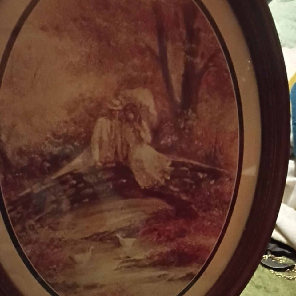 Homco 1981 Romantic Couple Oval Picture Faux Wood Wall Decor #3276